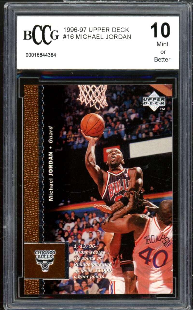 Michael Jordan UPPER DECK トレーディングカード Amazon.com: 1996-97 Upper Deck #16 Michael Jordan Card BGS BCCG 10